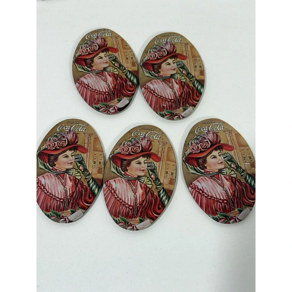 Vintage Lot of 6‎  COCA COLA Pocket Mirrors Mirror 70s Lady Victorian Hat Red